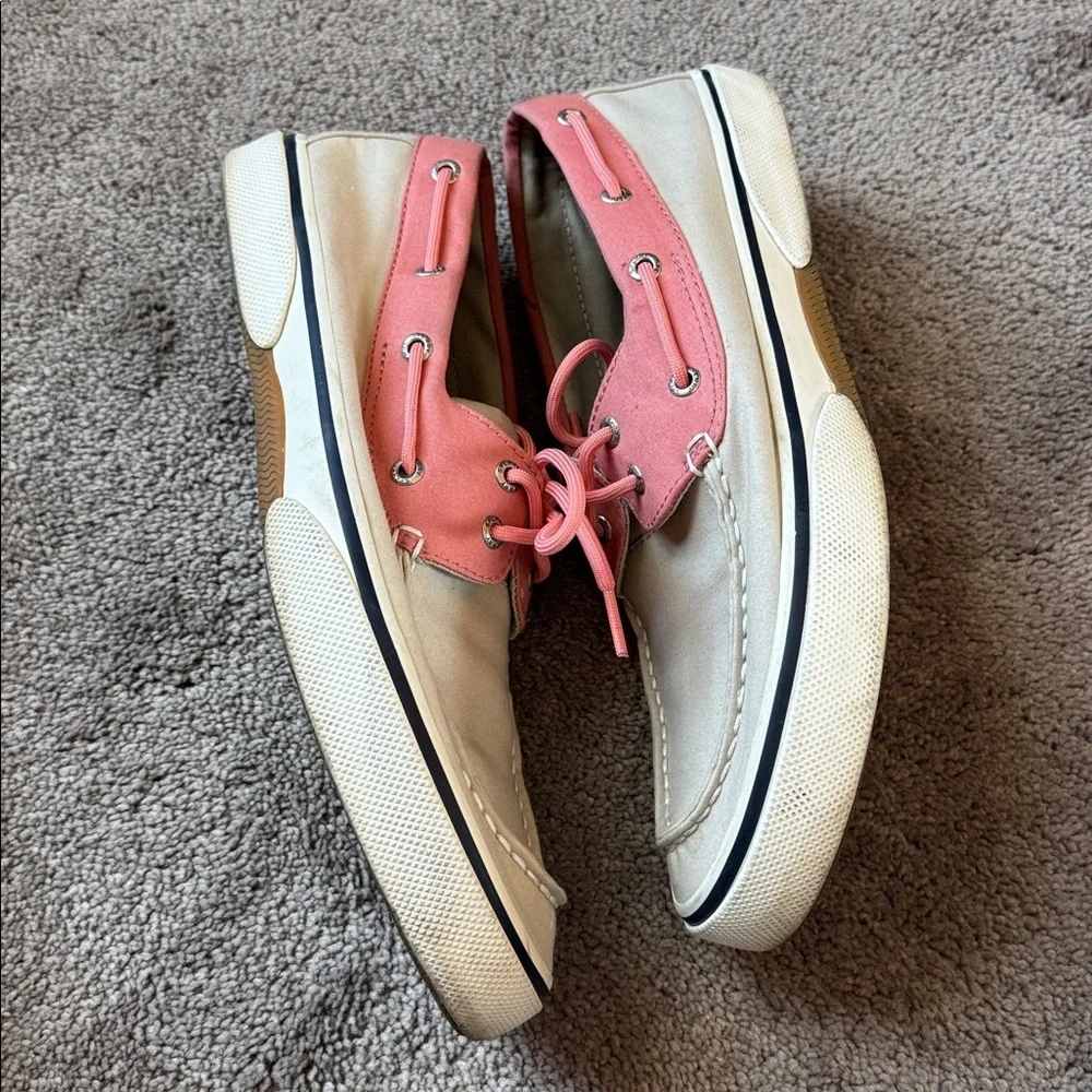 Sperry Halyard II Pink Cream Canvas Boat Deck Casual Shoes SIZE 11